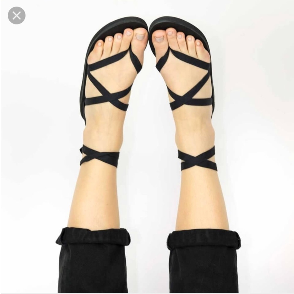 Sseko black lace up sandals